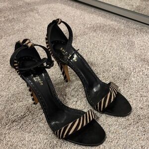 Kate Spade Black and Tan Striped zebra Italy Heels 6.5